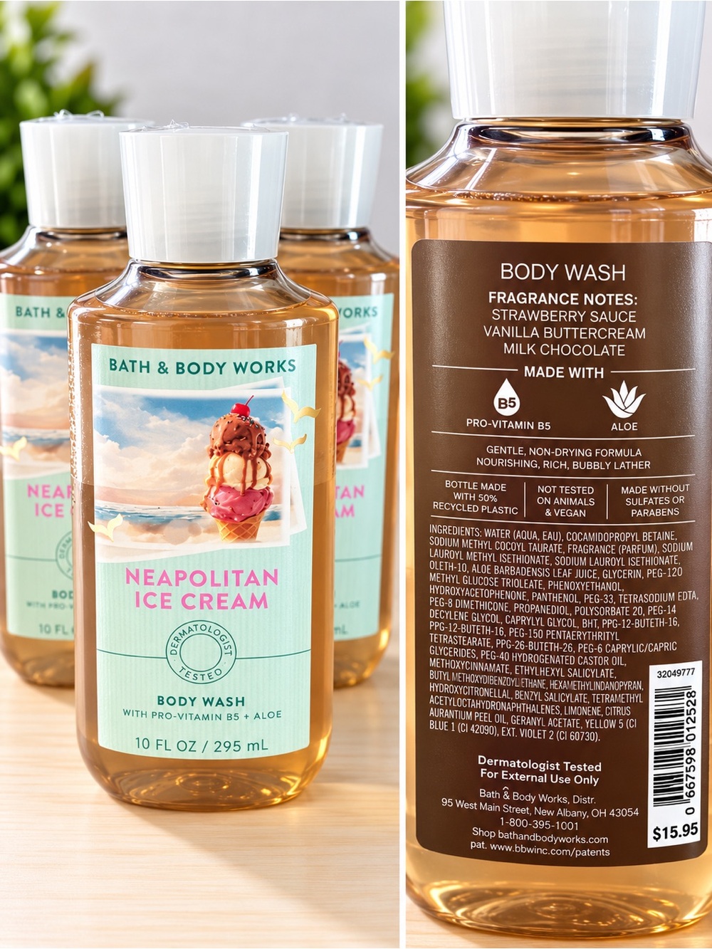 Three New Bath & Body Works Neapolitan Ice Cream Body Washes